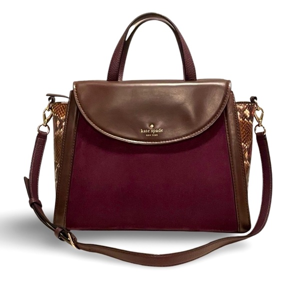 kate spade Handbags - kate spade New York Cobble Hill Large Suede, Leather & Snake Embossed Adrien